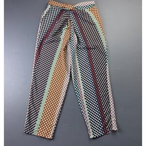 Bucket List Pants Women's Large Red Brown Vintage Geometric Boho Jogger USA Made